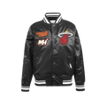 NBA MIAMI HEAT RETRO CLASSIC BLOUSON EN SATIN À BORDS CÔTELÉS POUR GARÇON JUNIOR (NOIR)