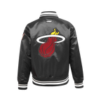 NBA MIAMI HEAT RETRO CLASSIC BLOUSON EN SATIN À BORDS CÔTELÉS POUR GARÇON JUNIOR (NOIR)