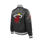 NBA MIAMI HEAT RETRO CLASSIC BLOUSON EN SATIN À BORDS CÔTELÉS POUR GARÇON JUNIOR (NOIR)