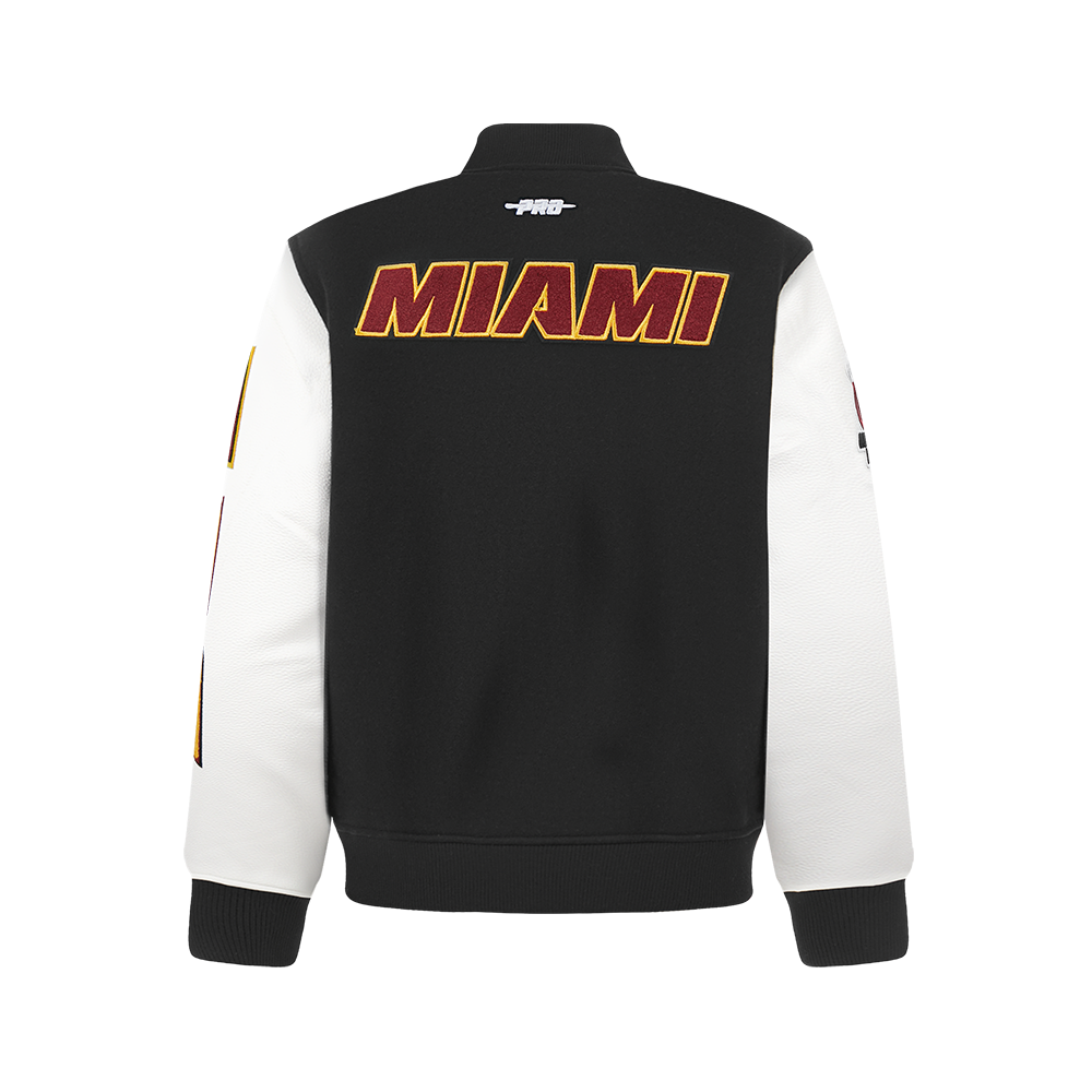 NBA MIAMI HEAT CLASSIC BIG BOY'S WOOL VARSITY JACKET (BLACK/WHITE)