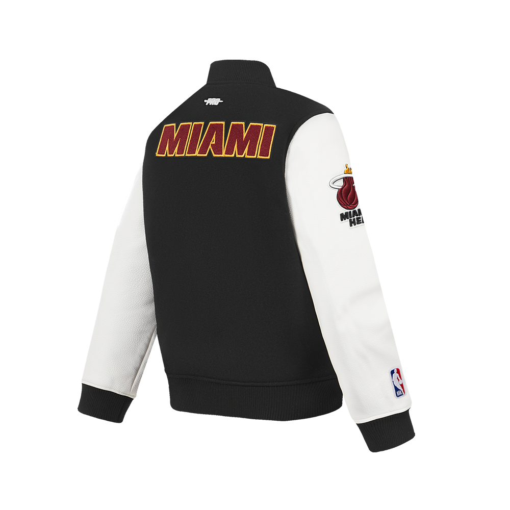NBA MIAMI HEAT CLASSIC BIG BOY'S WOOL VARSITY JACKET (BLACK/WHITE)