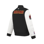 NBA MIAMI HEAT CLASSIC BIG BOY'S WOOL VARSITY JACKET (BLACK/WHITE)