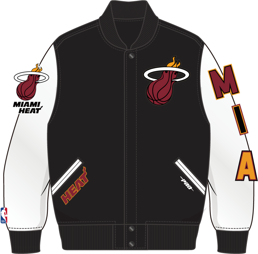 NBA MIAMI HEAT CLASSIC BIG BOY'S WOOL VARSITY JACKET (BLACK/WHITE)
