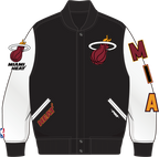 NBA MIAMI HEAT CLASSIC BIG BOY'S WOOL VARSITY JACKET (BLACK/WHITE)