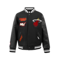NBA MIAMI HEAT RETRO CLASSIC BLOUSON COLLÉGIAL EN LAINE À BORDS CÔTELÉS POUR GARÇON JUNIOR (NOIR)