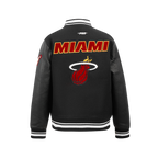 NBA MIAMI HEAT RETRO CLASSIC BLOUSON COLLÉGIAL EN LAINE À BORDS CÔTELÉS POUR GARÇON JUNIOR (NOIR)