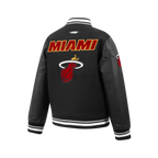 NBA MIAMI HEAT RETRO CLASSIC BLOUSON COLLÉGIAL EN LAINE À BORDS CÔTELÉS POUR GARÇON JUNIOR (NOIR)