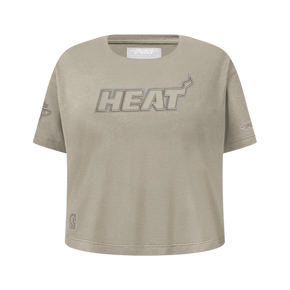 NBA MIAMI HEAT NEUTRAL T-SHIRT À MANCHES COURTES ET À COUPE CARRÉE POUR FILLE JUNIOR (TAUPE)