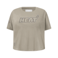 NBA MIAMI HEAT NEUTRAL T-SHIRT À MANCHES COURTES ET À COUPE CARRÉE POUR FILLE JUNIOR (TAUPE)