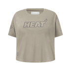 NBA MIAMI HEAT NEUTRAL T-SHIRT À MANCHES COURTES ET À COUPE CARRÉE POUR FILLE JUNIOR (TAUPE)