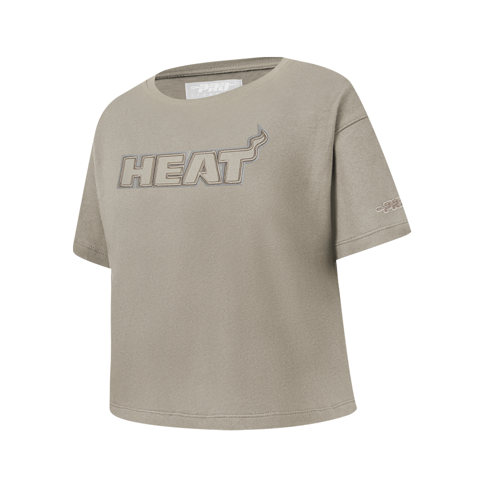 NBA MIAMI HEAT NEUTRAL T-SHIRT À MANCHES COURTES ET À COUPE CARRÉE POUR FILLE JUNIOR (TAUPE)