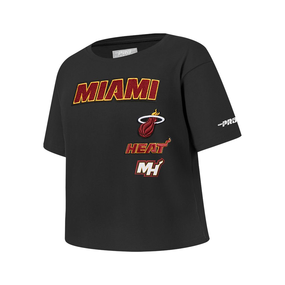 NBA MIAMI HEAT RETRO CLASSIC SINGLE JERSEYBIG GIRLS SINGLE JERSEY BOXY TEE (BLACK)