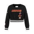 NBA MIAMI HEAT RETRO CLASSIC CHANDAIL À COL ROND EN MOLLETON CÔTELÉ POUR FILLE JUNIOR (NOIR)