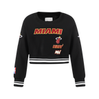 NBA MIAMI HEAT RETRO CLASSIC CHANDAIL À COL ROND EN MOLLETON CÔTELÉ POUR FILLE JUNIOR (NOIR)