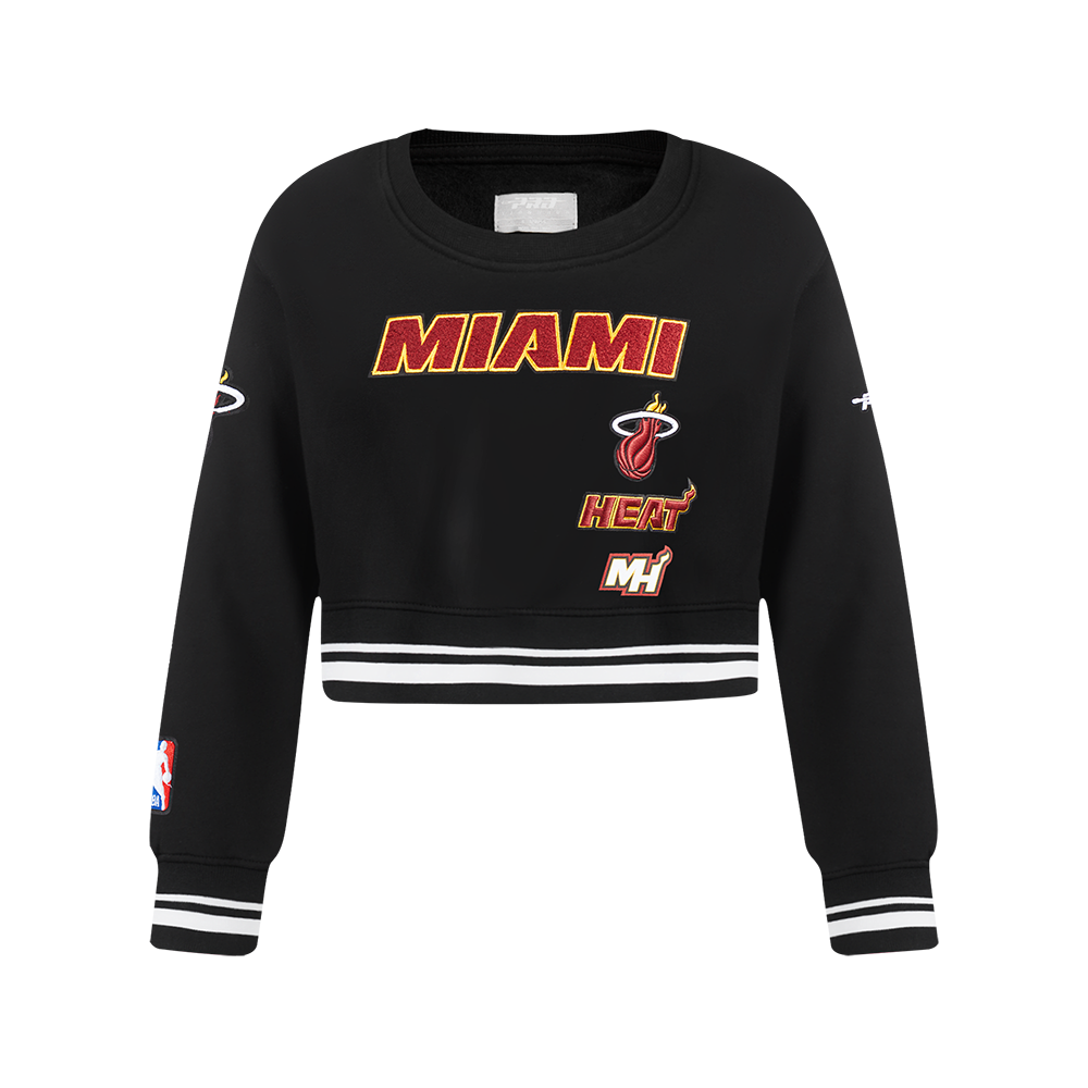 NBA MIAMI HEAT RETRO CLASSIC CHANDAIL À COL ROND EN MOLLETON CÔTELÉ POUR FILLE JUNIOR (NOIR)