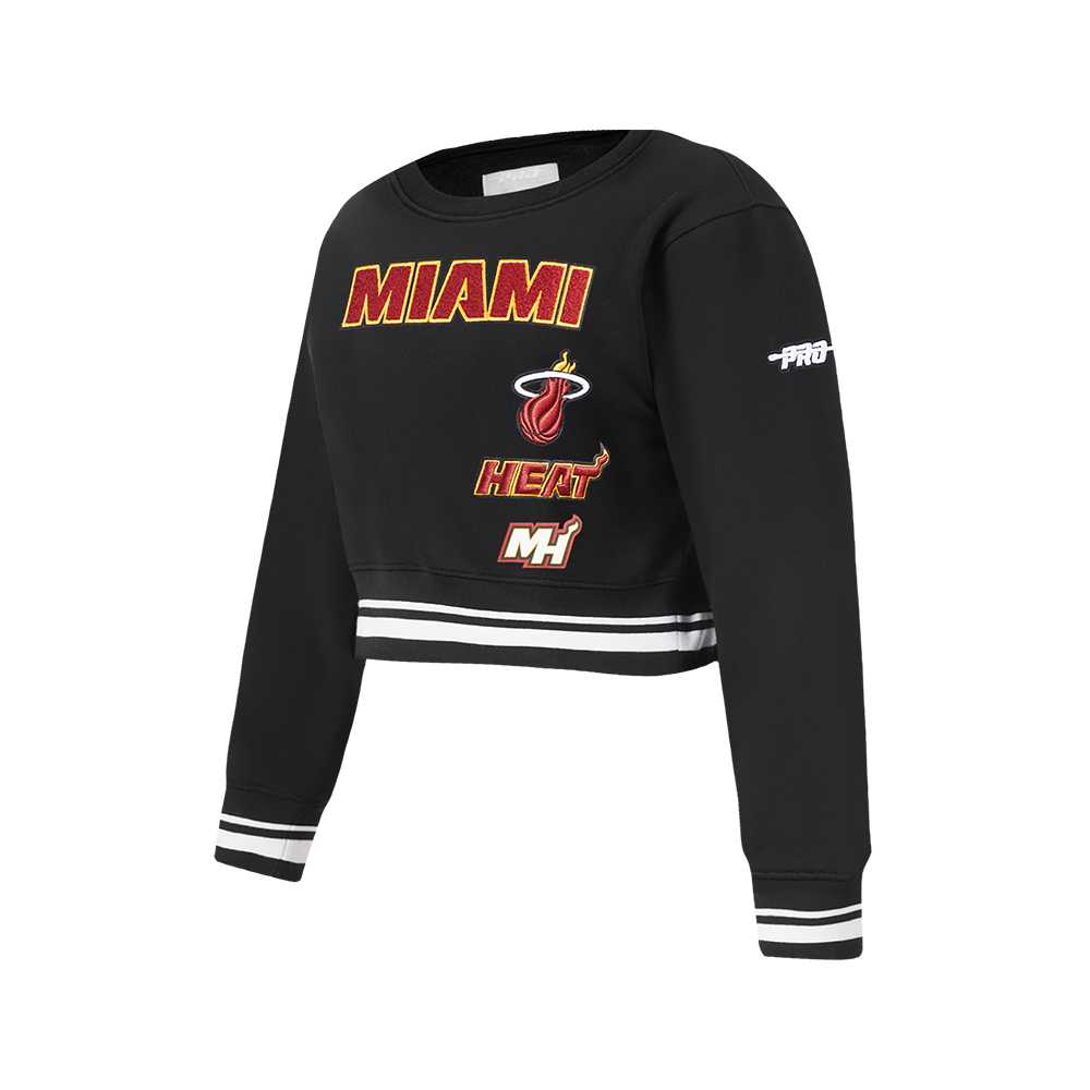 NBA MIAMI HEAT RETRO CLASSIC CHANDAIL À COL ROND EN MOLLETON CÔTELÉ POUR FILLE JUNIOR (NOIR)