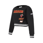 NBA MIAMI HEAT RETRO CLASSIC CHANDAIL À COL ROND EN MOLLETON CÔTELÉ POUR FILLE JUNIOR (NOIR)