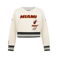 NBA MIAMI HEAT RETRO CLASSIC CHANDAIL À COL ROND EN MOLLETON CÔTELÉ POUR FILLE JUNIOR (COQUILLE D'ŒUF/NOIR)