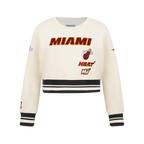 NBA MIAMI HEAT RETRO CLASSIC CHANDAIL À COL ROND EN MOLLETON CÔTELÉ POUR FILLE JUNIOR (COQUILLE D'ŒUF/NOIR)