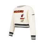 NBA MIAMI HEAT RETRO CLASSIC CHANDAIL À COL ROND EN MOLLETON CÔTELÉ POUR FILLE JUNIOR (COQUILLE D'ŒUF/NOIR)