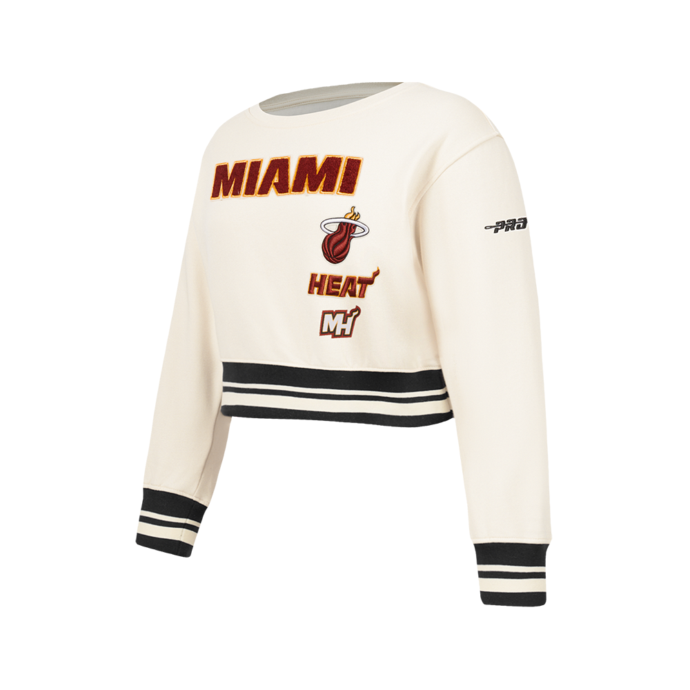 NBA MIAMI HEAT RETRO CLASSIC CHANDAIL À COL ROND EN MOLLETON CÔTELÉ POUR FILLE JUNIOR (COQUILLE D'ŒUF/NOIR)