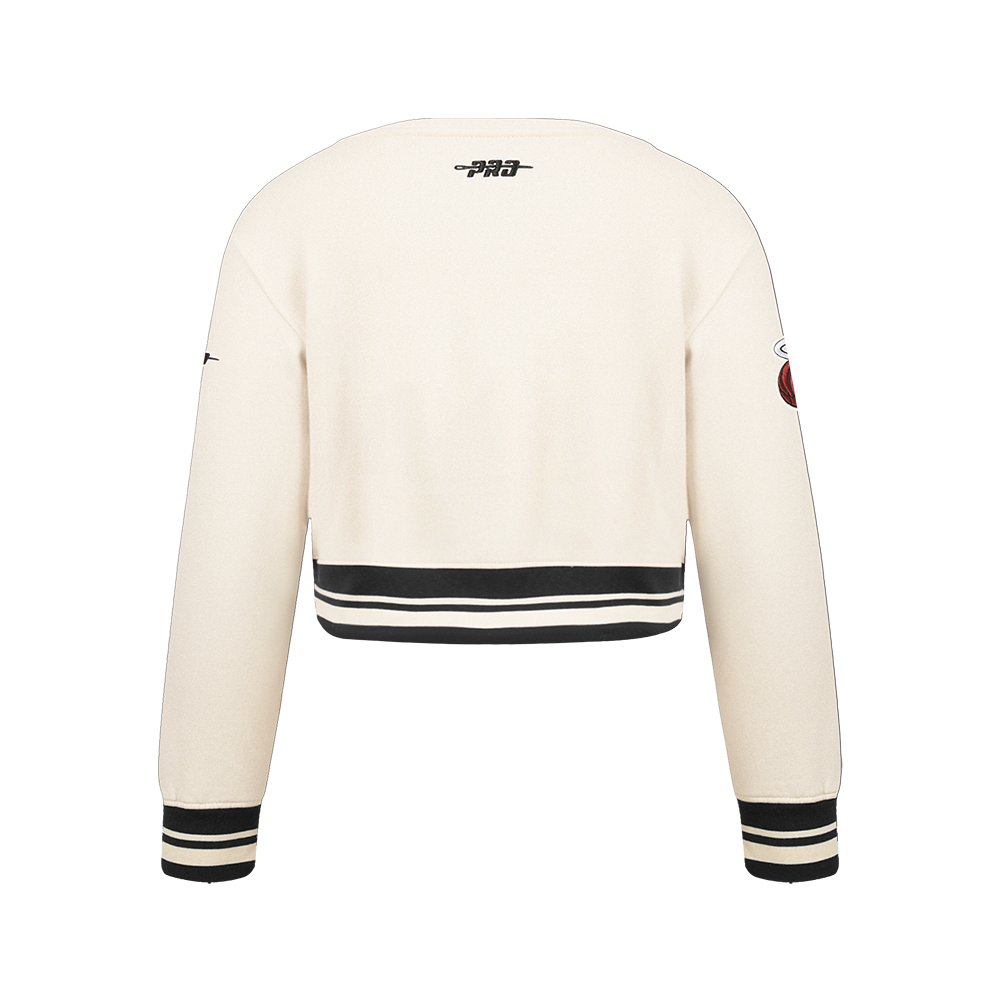 NBA MIAMI HEAT RETRO CLASSIC CHANDAIL À COL ROND EN MOLLETON CÔTELÉ POUR FILLE JUNIOR (COQUILLE D'ŒUF/NOIR)