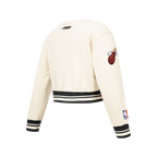 NBA MIAMI HEAT RETRO CLASSIC CHANDAIL À COL ROND EN MOLLETON CÔTELÉ POUR FILLE JUNIOR (COQUILLE D'ŒUF/NOIR)