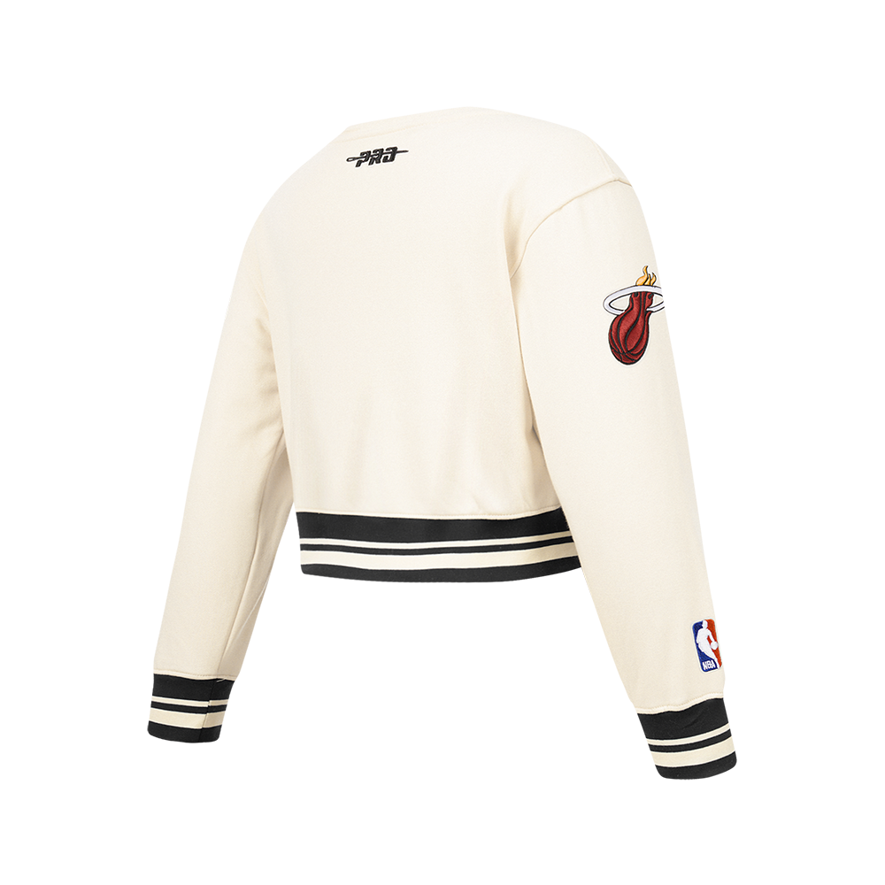NBA MIAMI HEAT RETRO CLASSIC CHANDAIL À COL ROND EN MOLLETON CÔTELÉ POUR FILLE JUNIOR (COQUILLE D'ŒUF/NOIR)