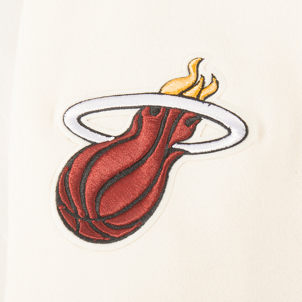 NBA MIAMI HEAT RETRO CLASSIC CHANDAIL À COL ROND EN MOLLETON CÔTELÉ POUR FILLE JUNIOR (COQUILLE D'ŒUF/NOIR)