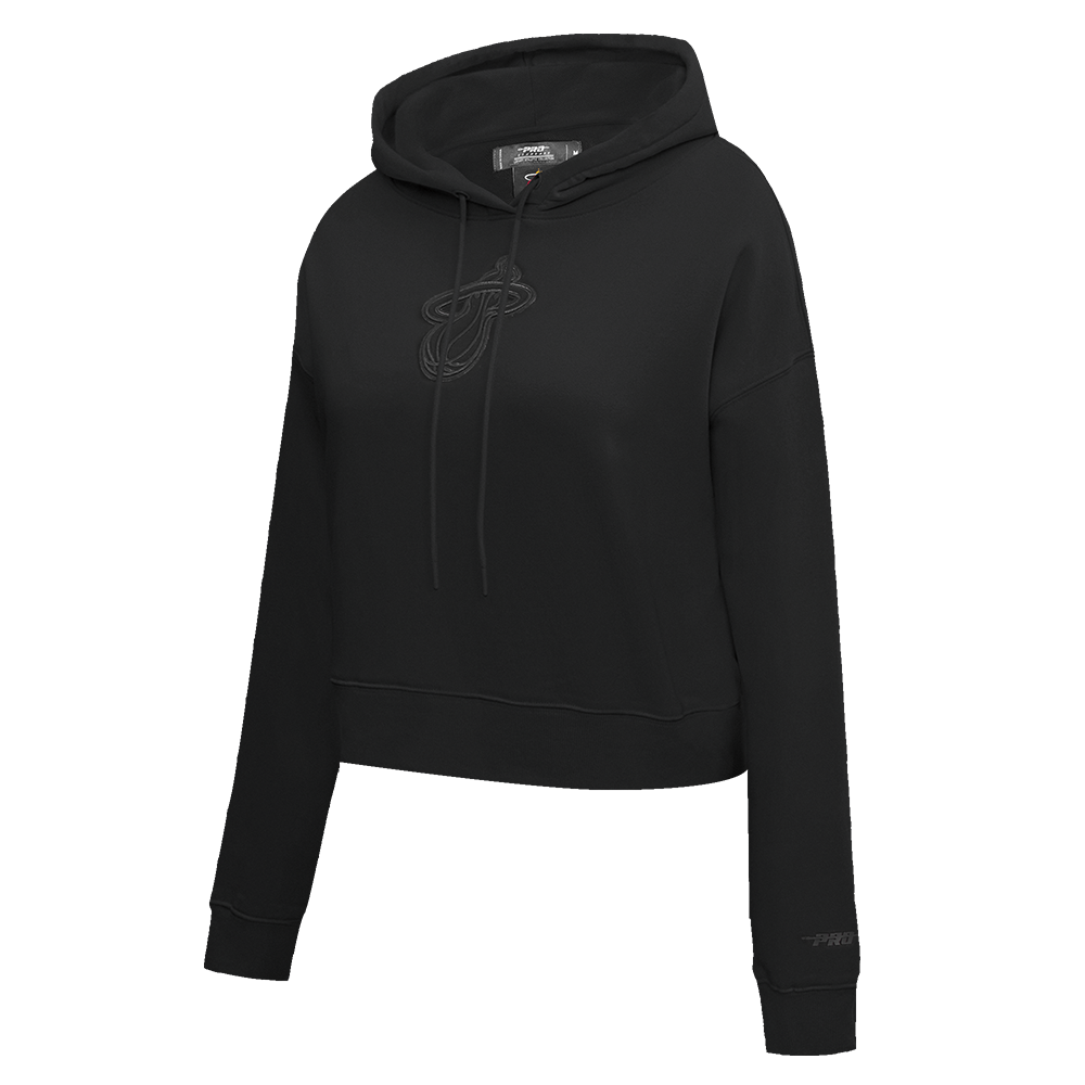 NBA MIAMI HEAT NEUTRAL WOMEN'S CROPPED PULLOVER HOODIE (BLACK)