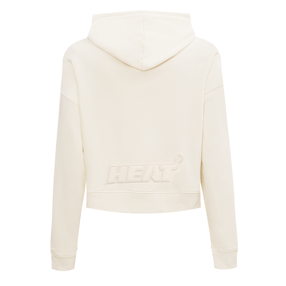NBA MIAMI HEAT NEUTRAL WOMEN'S CROPPED PULLOVER HOODIE (EGGSHELL)