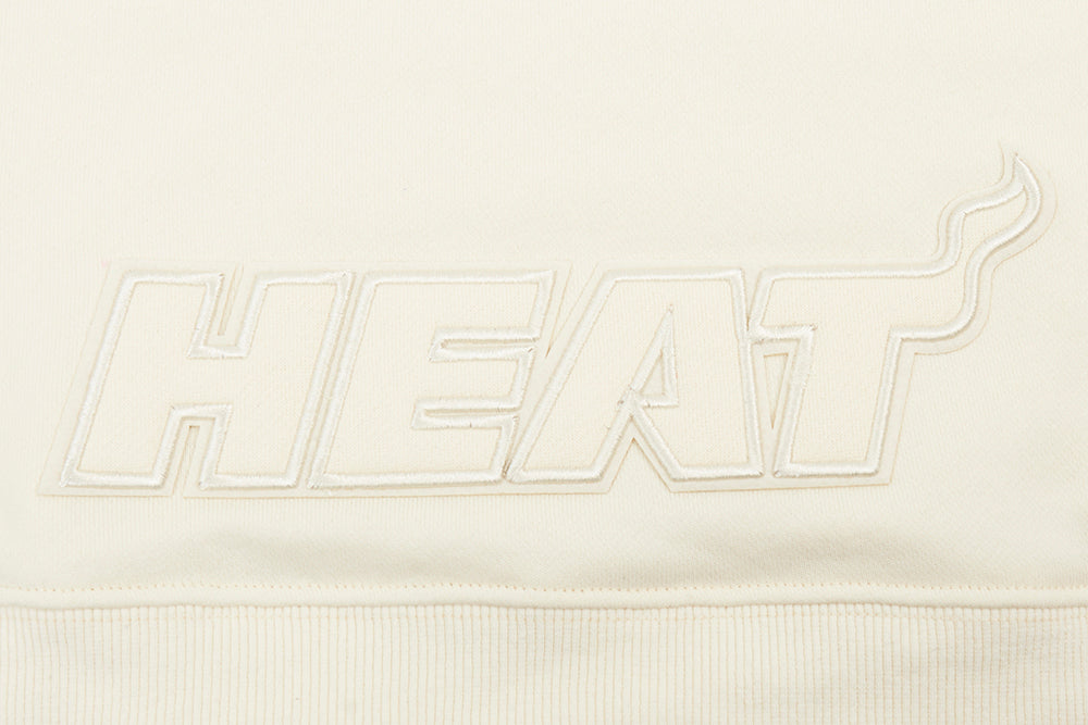 NBA MIAMI HEAT NEUTRAL WOMEN'S CROPPED PULLOVER HOODIE (EGGSHELL)