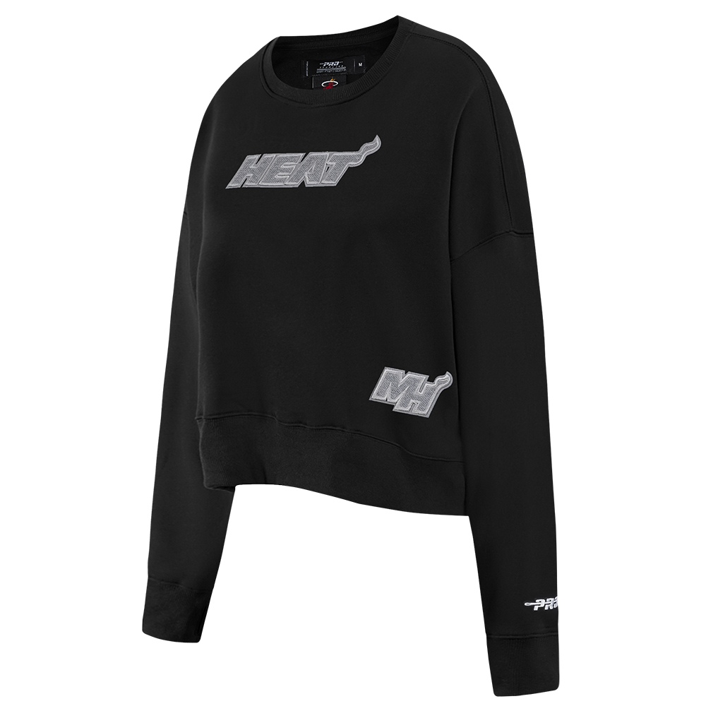 NBA MIAMI HEAT REVERSE FRENCH TERRY WOMEN'S FLEECE CREWNECK (BLACK)