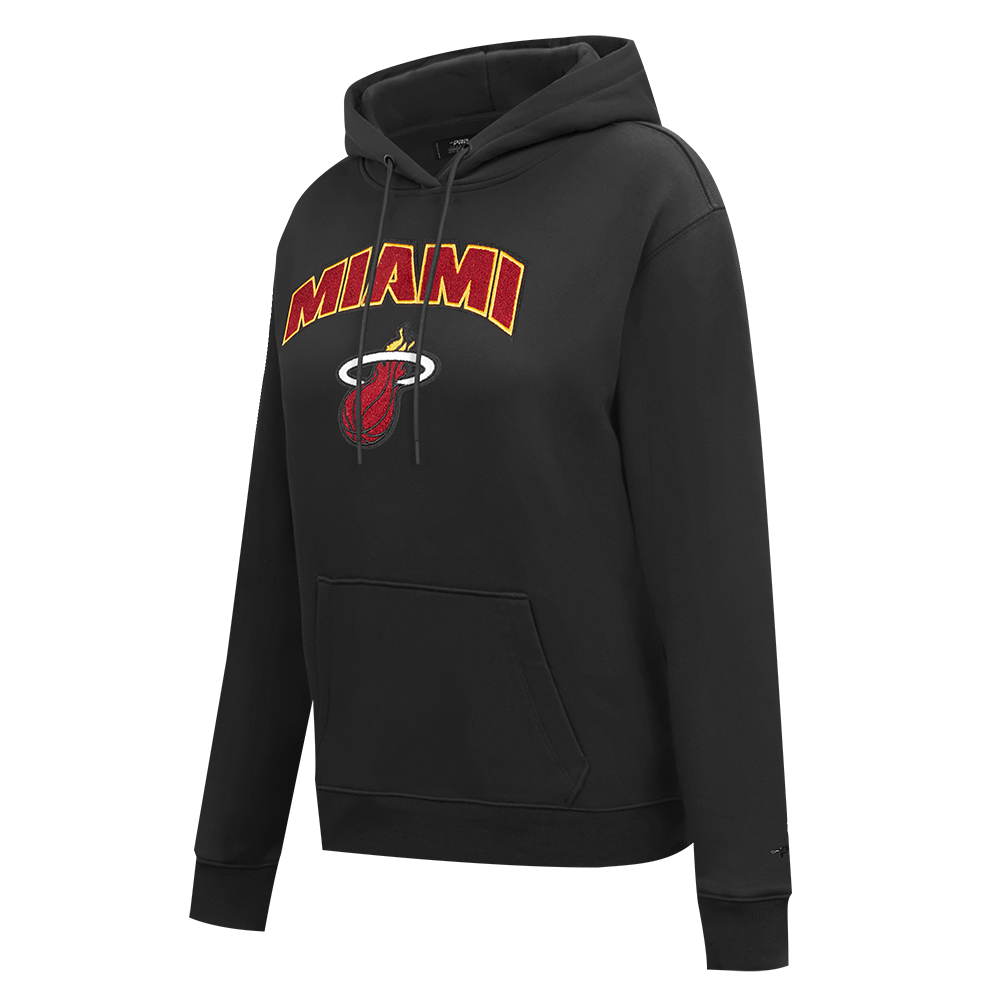 NBA MIAMI HEAT CLASSIC WOMEN'S FLEECE PULLOVER HOODIE (BLACK)