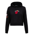 NBA MIAMI HEAT CLASSIC WOMEN'S CLASSIC WOMEN'S CROPPED PULLOVER HOODIE (BLACK)