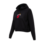 NBA MIAMI HEAT CLASSIC WOMEN'S CLASSIC WOMEN'S CROPPED PULLOVER HOODIE (BLACK)