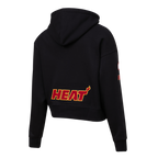 NBA MIAMI HEAT CLASSIC WOMEN'S CLASSIC WOMEN'S CROPPED PULLOVER HOODIE (BLACK)