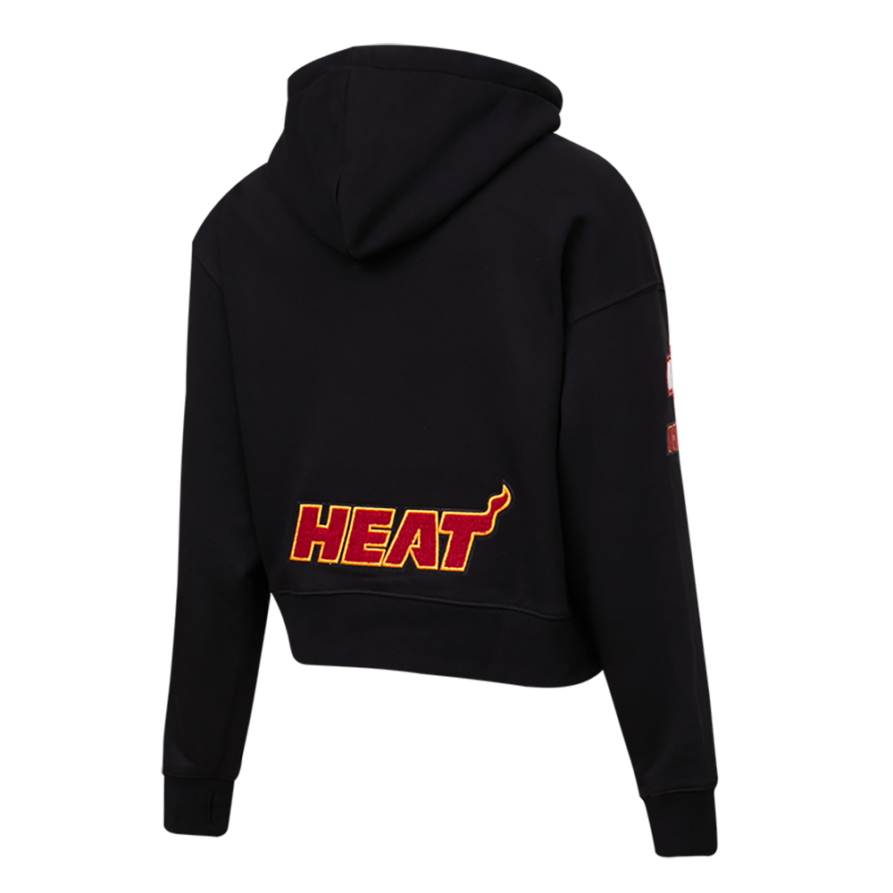 NBA MIAMI HEAT CLASSIC WOMEN'S CLASSIC WOMEN'S CROPPED PULLOVER HOODIE (BLACK)