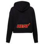 NBA MIAMI HEAT CLASSIC WOMEN'S CLASSIC WOMEN'S CROPPED PULLOVER HOODIE (BLACK)