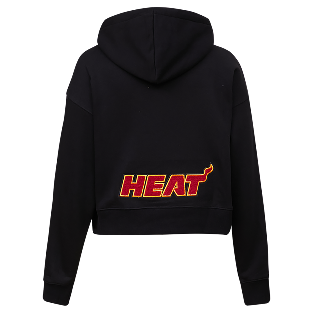 NBA MIAMI HEAT CLASSIC WOMEN'S CLASSIC WOMEN'S CROPPED PULLOVER HOODIE (BLACK)