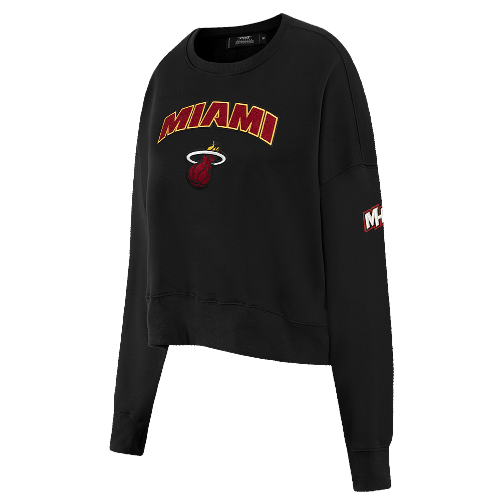 NBA MIAMI HEAT CLASSIC WOMEN'S FLEECE CREWNECK (BLACK)