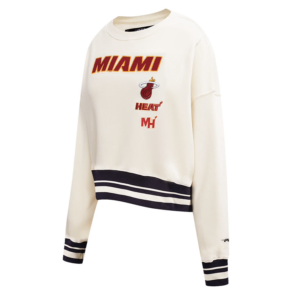 NBA MIAMI HEAT RETRO CLASSIC WOMEN'S CREWNECK (EGGSHELL/ BLACK)