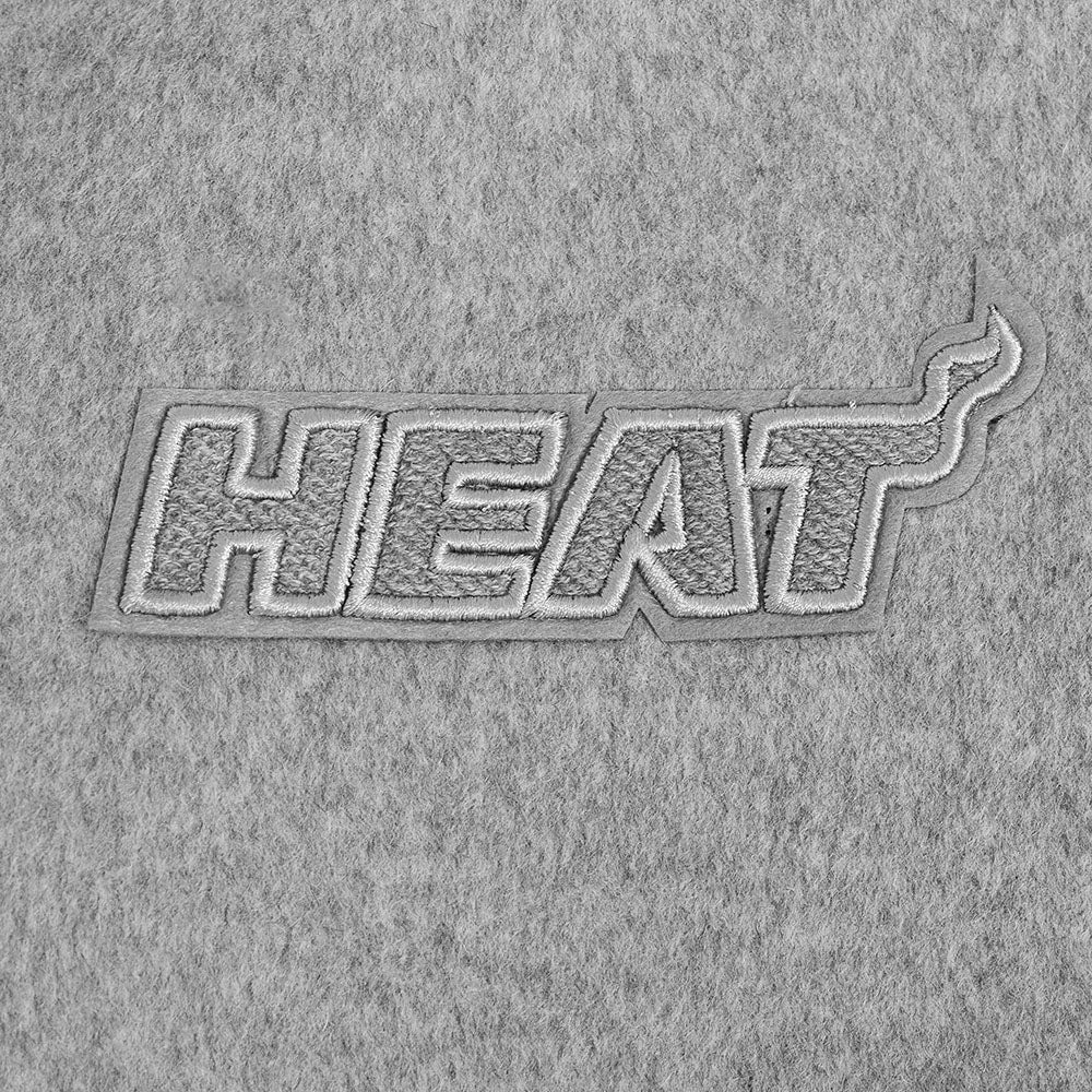 NBA MIAMI HEAT REVERSE FRENCH TERRY WOMEN'S WOOL VARSITY JACKET (BLACK/GRAY/EGGSHELL)