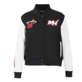 NBA MIAMI HEAT CLASSIC BLOUSON COLLÉGIAL EN LAINE POUR FEMME (NOIR/BLANC)