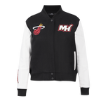 NBA MIAMI HEAT CLASSIC BLOUSON COLLÉGIAL EN LAINE POUR FEMME (NOIR/BLANC)