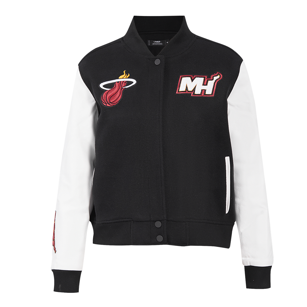 NBA MIAMI HEAT CLASSIC WOMEN'S WOOL VARSITY JACKET (BLACK/WHITE)