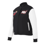 NBA MIAMI HEAT CLASSIC BLOUSON COLLÉGIAL EN LAINE POUR FEMME (NOIR/BLANC)