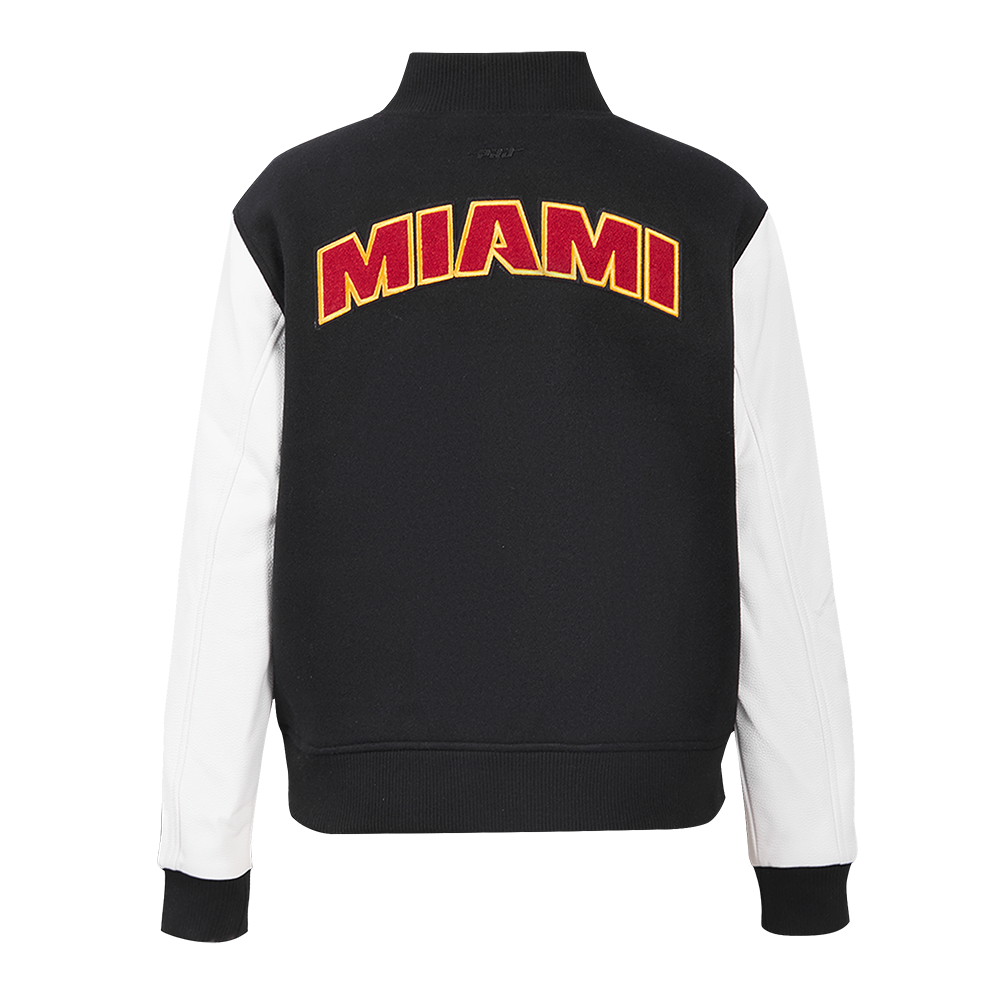NBA MIAMI HEAT CLASSIC BLOUSON COLLÉGIAL EN LAINE POUR FEMME (NOIR/BLANC)