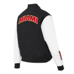 NBA MIAMI HEAT CLASSIC BLOUSON COLLÉGIAL EN LAINE POUR FEMME (NOIR/BLANC)