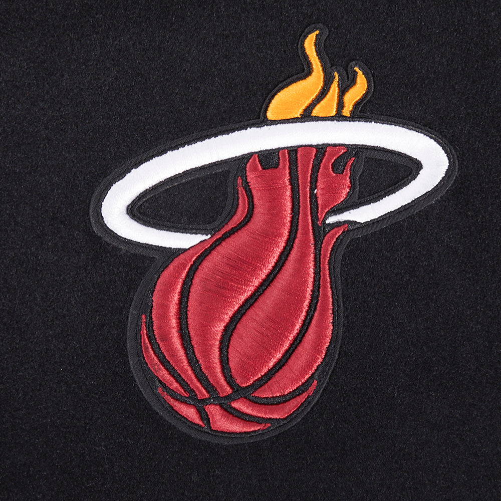 NBA MIAMI HEAT CLASSIC BLOUSON COLLÉGIAL EN LAINE POUR FEMME (NOIR/BLANC)
